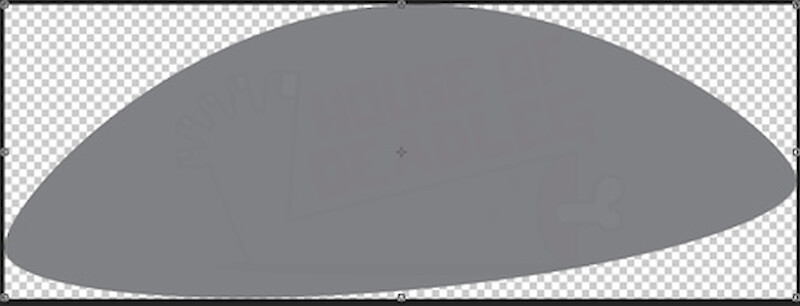 2. I created a placeholder shape to define the area I want to fill. I copied this and pasted it into Photoshop and saved it as a PNG with a transparent background. In Processing I'm going to use this to restrict where the program places the artwork – everything that's grey will be covered by sprouts.