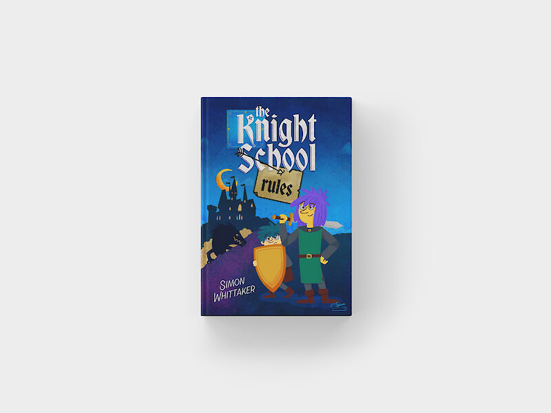 "The Knight School Rules" book concept, personal project, featuring cartoon knights in armour.